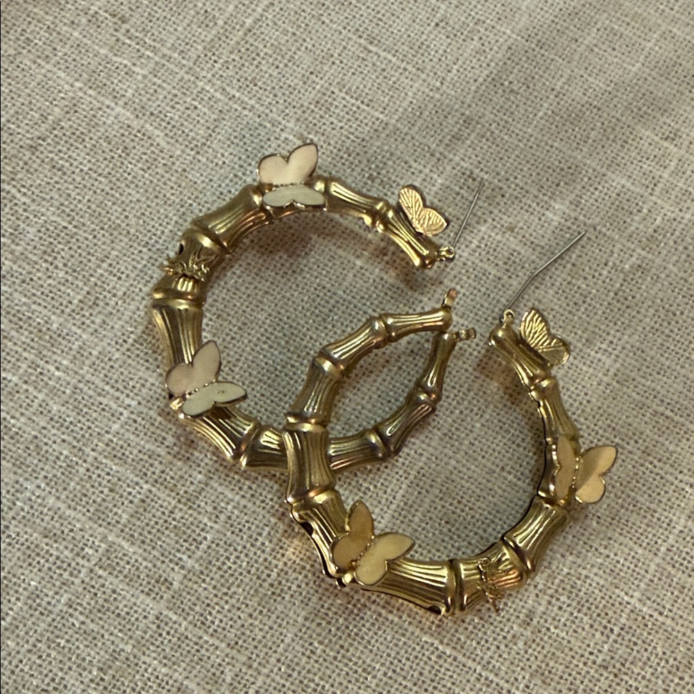 Unique Goldtone and‎ tinkerbell Butterfly Hoop Earrings designer